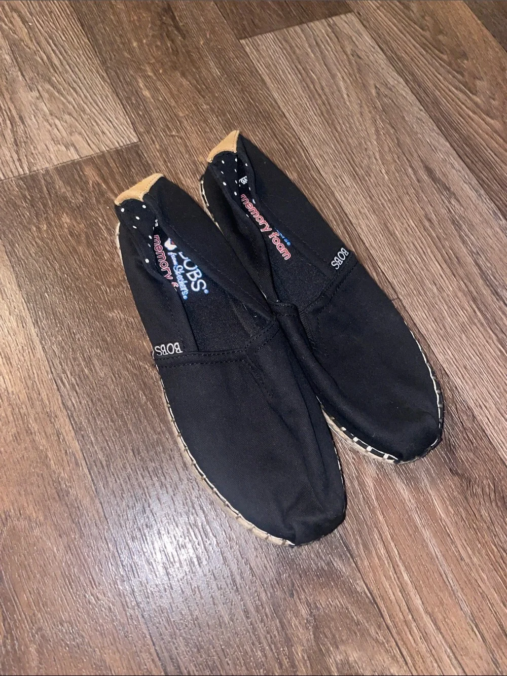 Skechers Black Canvas Slip-On Loafers with Tan Trim